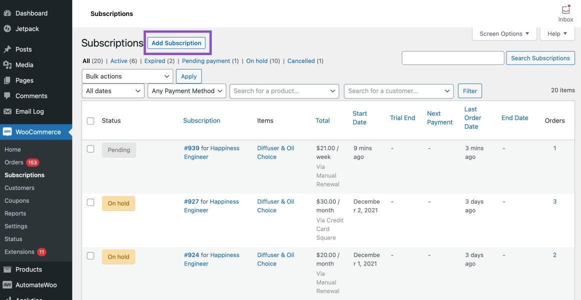 WooCommerce Subscriptions