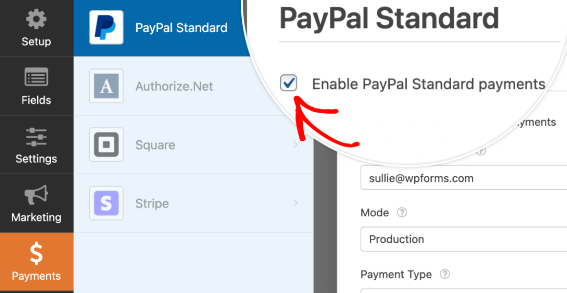 WPForms PayPal Standard